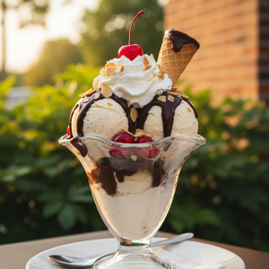 קינוח גלידה בעיצוב מודרני עם חוויית קינוחים חמים